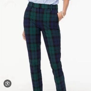J Crew Café capri in green plaid wool straight leg pants Stewart tartan size 2